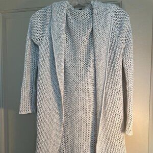 James Perse Cotton/Linen crochet hooded summer sweater